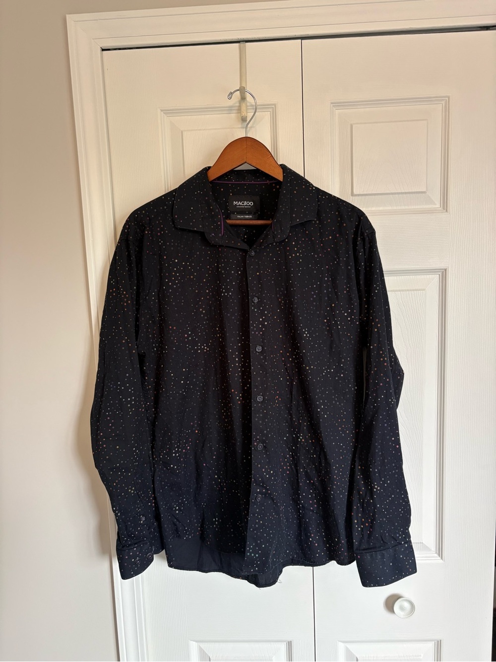 MACEOO Fibonacci Celebration Black Button-Down Shirt Italian Fabrics Mens XL